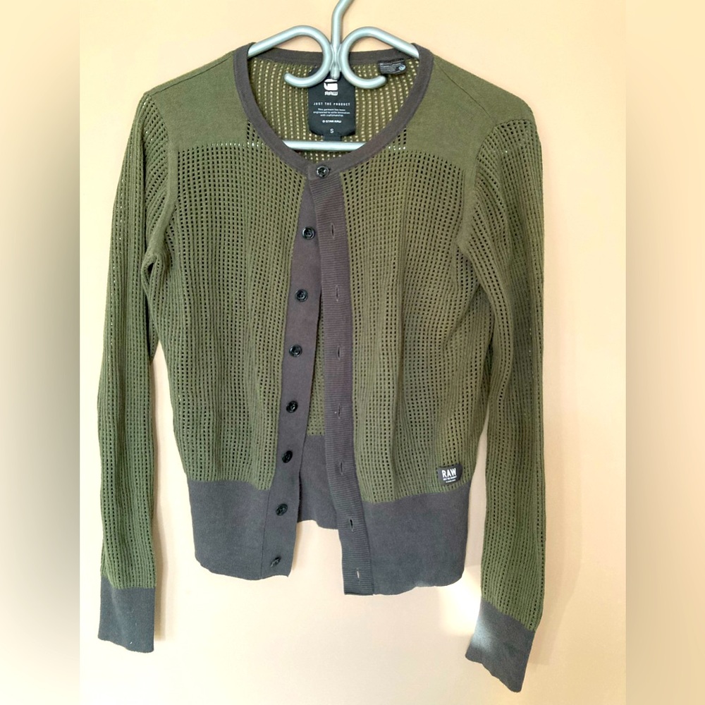 G-star Raw Yuilie Cardigan Knit - size US S - Army green colour